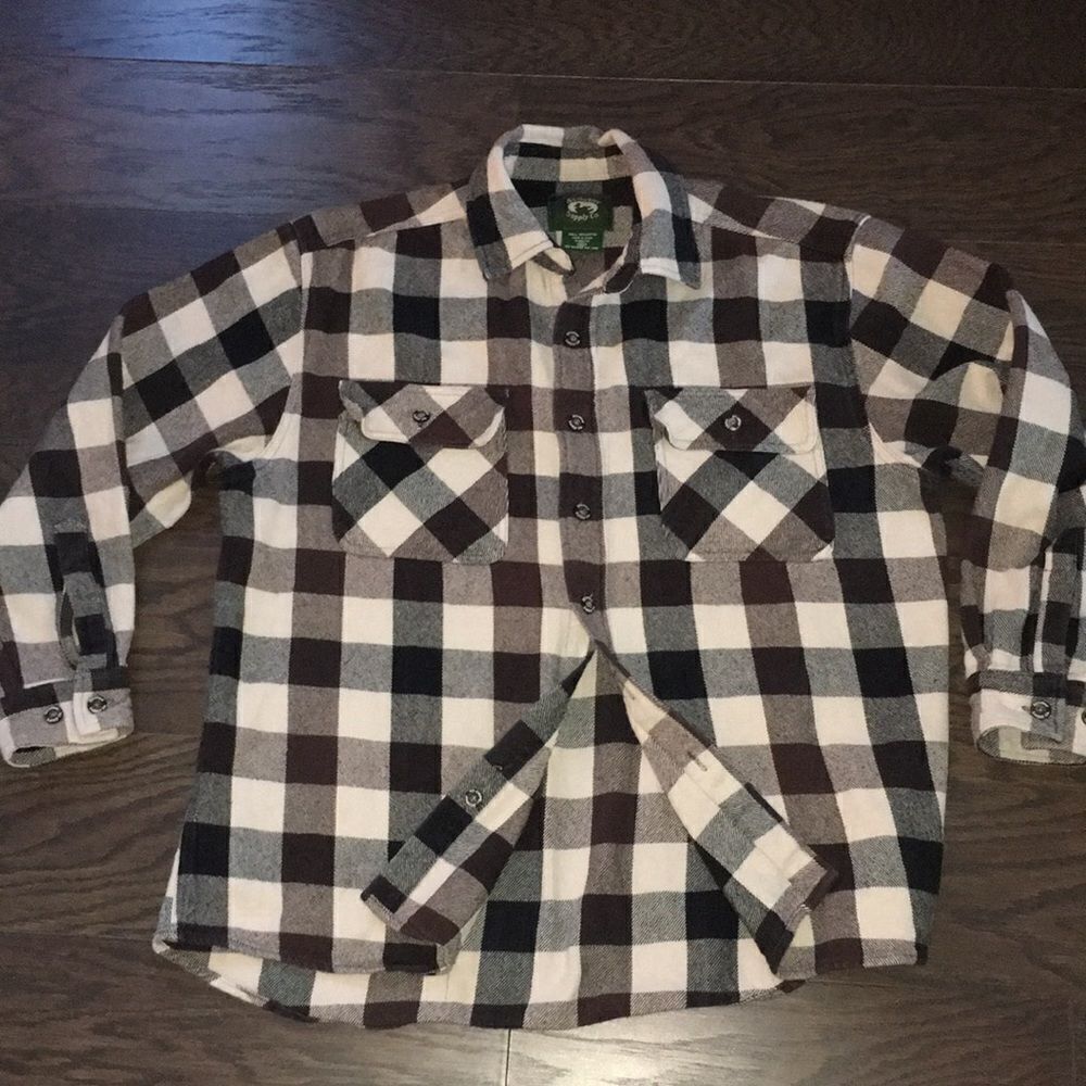 Vintage Stillwater Supply Thick Flannel Cotton Double chest pocket work shirt XL